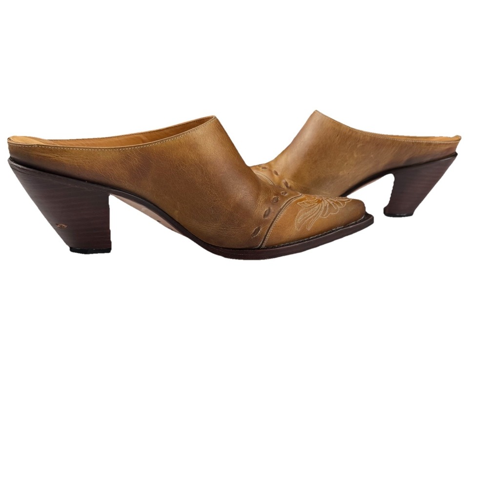 Lucchese Charlie‎ Horse Women's Mules Sz 7B Western Brown Leather Artisan Shoes - Picture 7 of 16